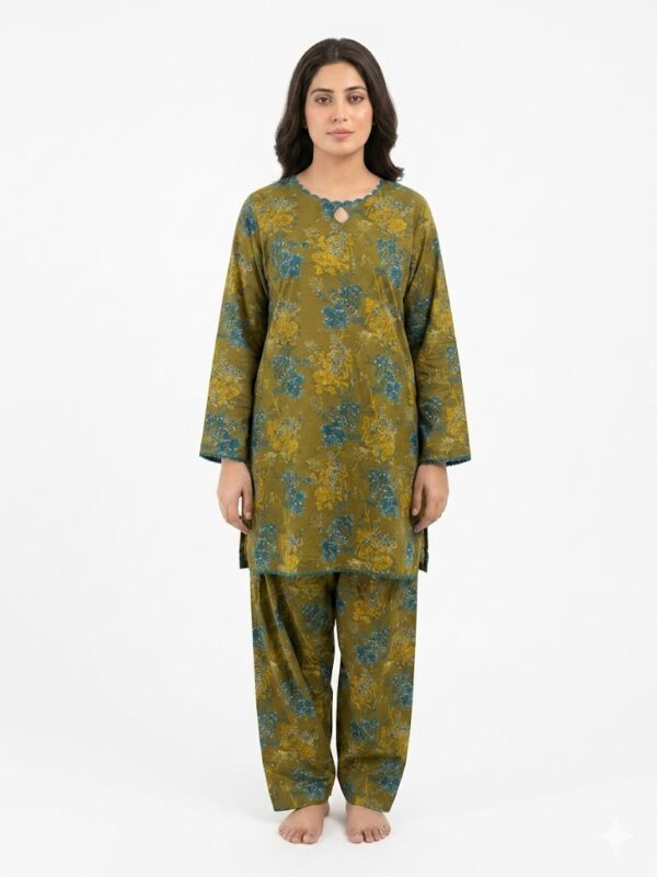 Olive Bloom – 2 Piece Printed Lawn Suit