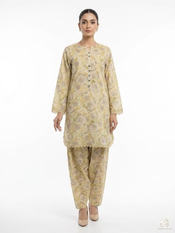 Sandstone Blossom – 2 Piece Printed Lawn Suit